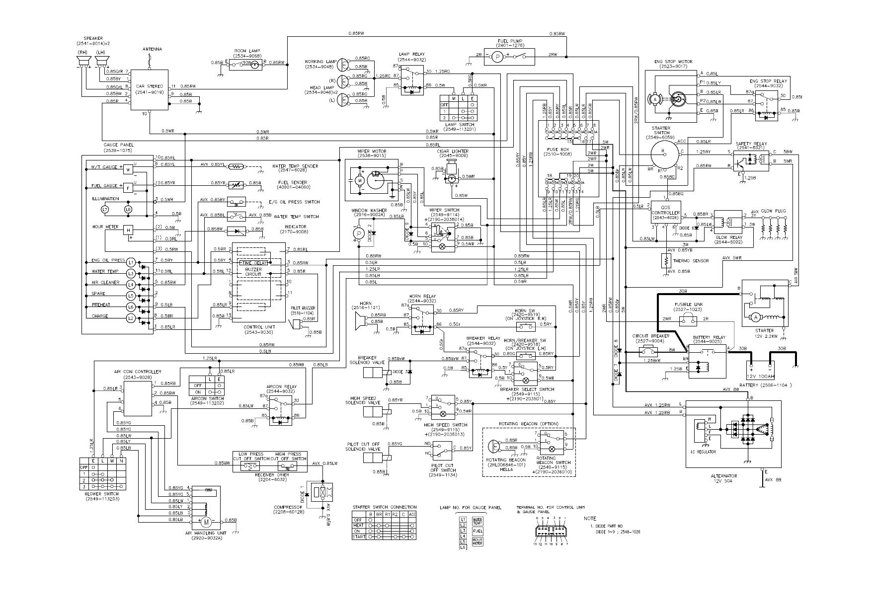 S055-V 01 ELECTRICAL CIRCUIT DIAGRAM Schematic Daewoo Doosan